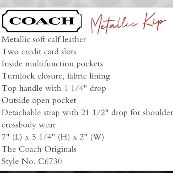 RETAIL Coach Metallic Silver Quilted Crossbody - Picture 4 of 12